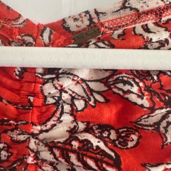 Free People Say The Word Floral Ruched Long Sleeve Cropped Red Top - Picture 4 of 6
